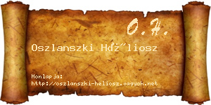Oszlanszki Héliosz névjegykártya